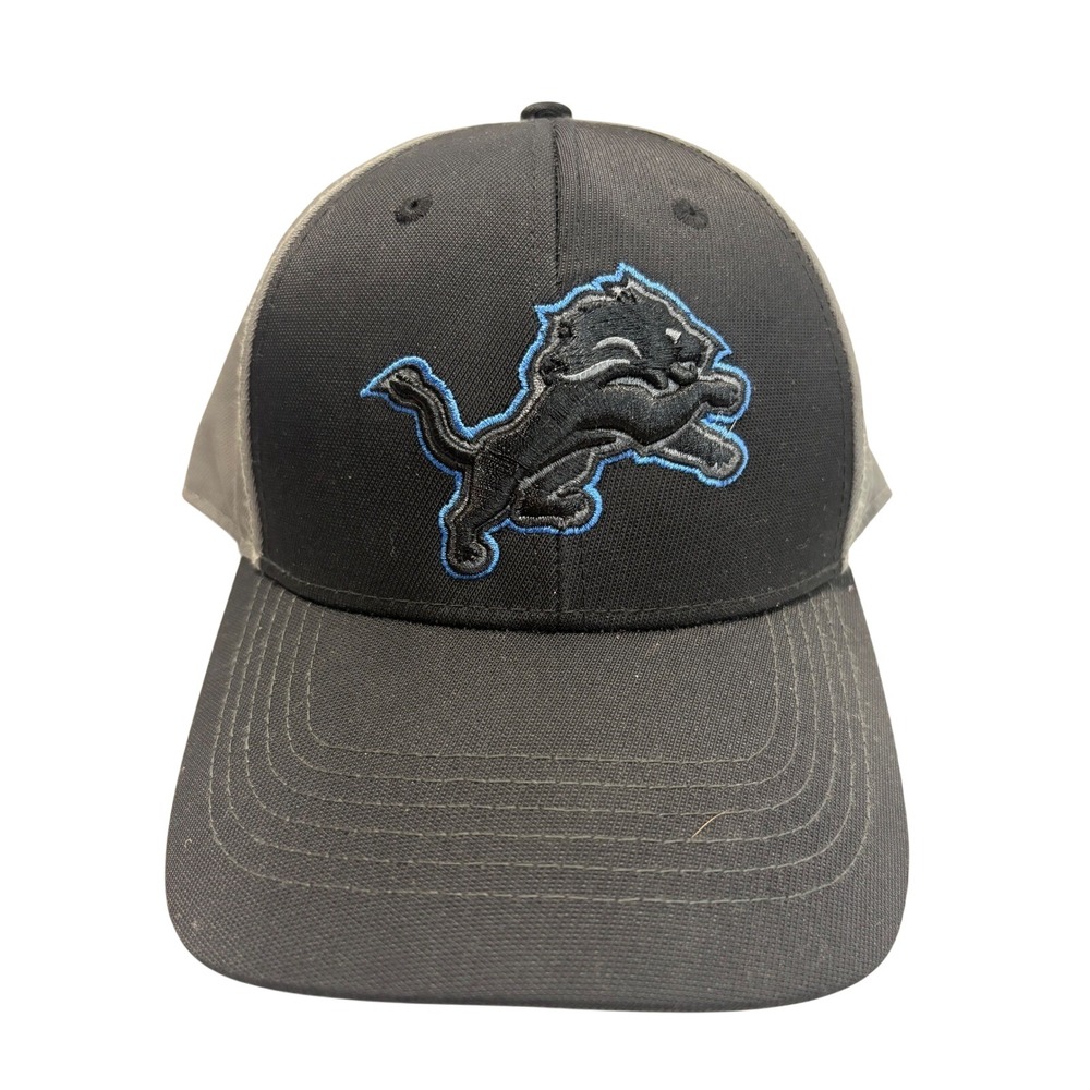 NFL Team Apparel Detroit Lions Hat Mens Black Gray‎ Adjustable Baseball Cap OSFA